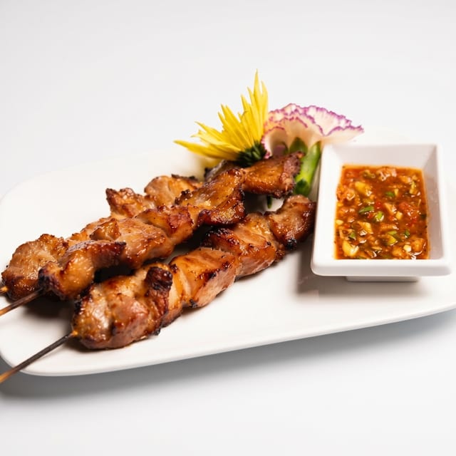 Moo Ping Pork Skewers.